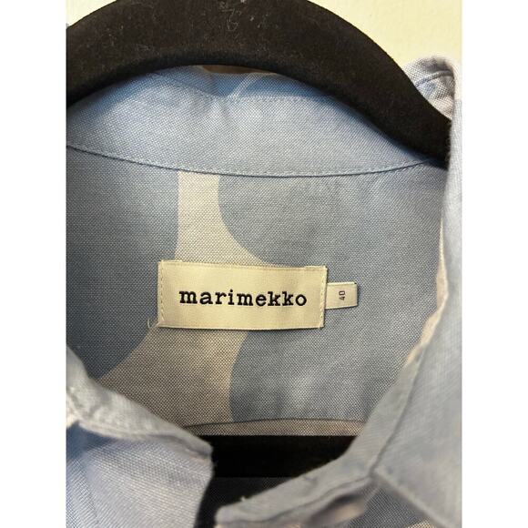 Marimekko Ruoste Unikko Button Down Blouse in Blue Poppy Women's 40 Large - Picture 5 of 8